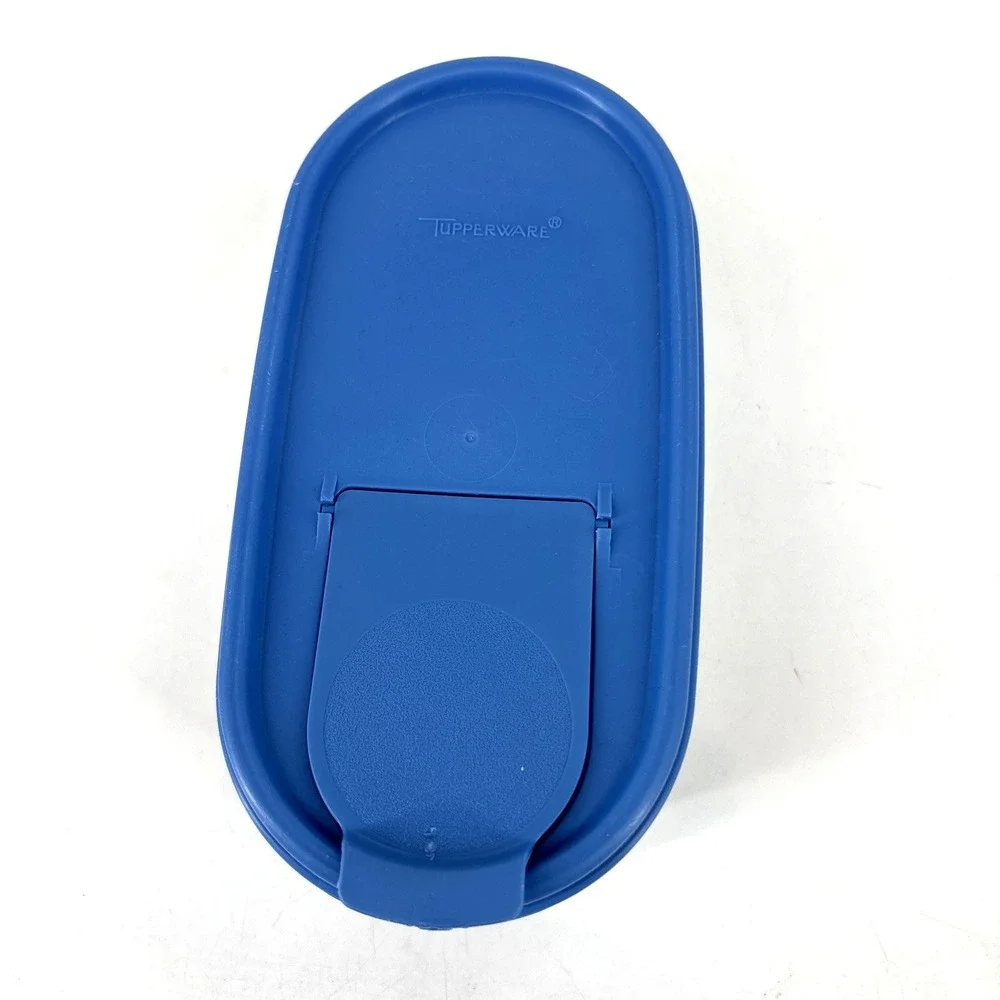 Tupperware Vintage Oval Container LOT (2) #1611-22 & (1) 4 3/4 W/ Blue Snap Lids